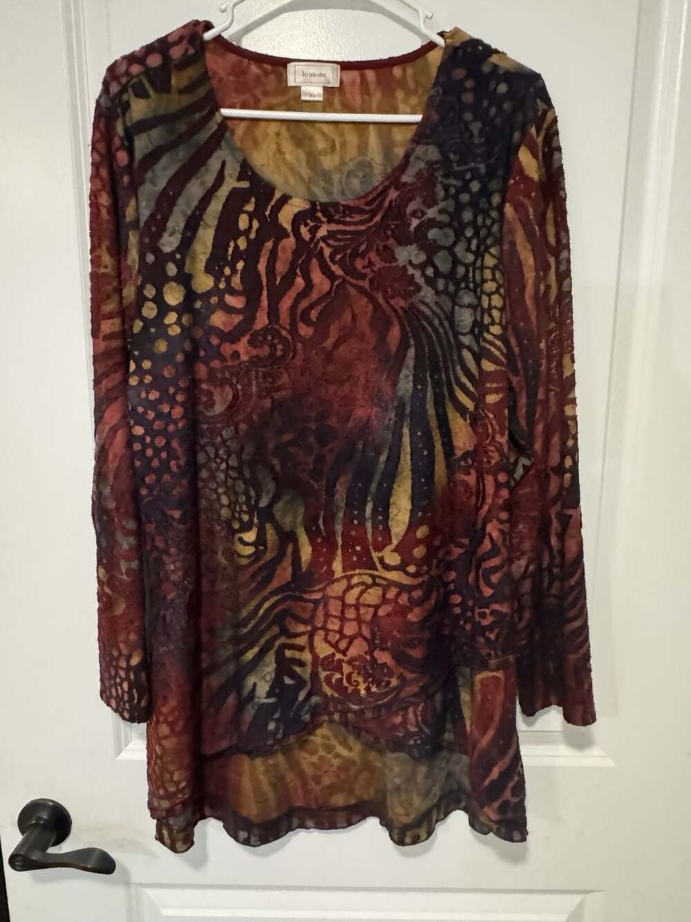 Boho Burnout Velvet Tunic Top Artsy Whimsigoth Fairy Grunge XL